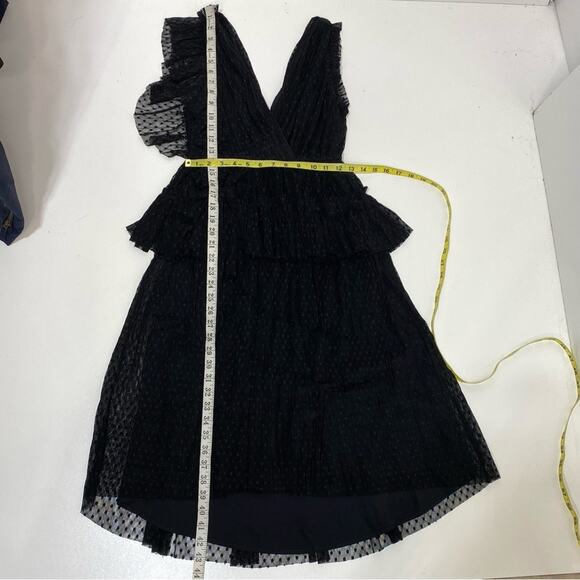 Joie Johnesha Black Swiss Dot Lace V Neck Sleeveless Dress 0 - Picture 4 of 12